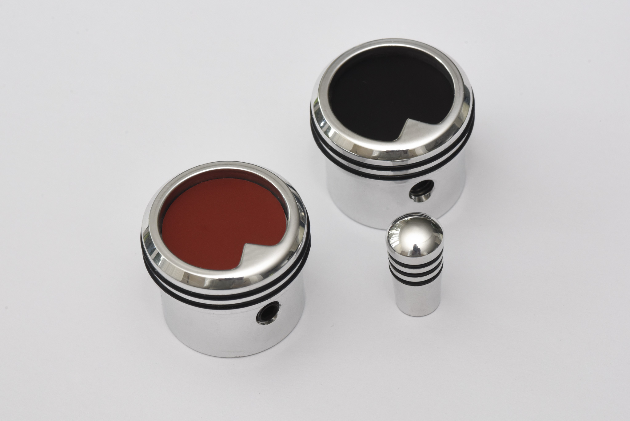 Aluminum knobs with inlay and rubber ring